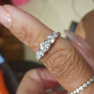 GENUINE SOLID STERLING SILVER ANNIVERSARY WEDDING BAND RING SIZE 6 DIAMONELLE CZ